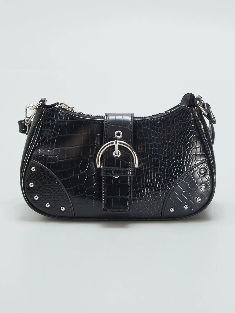 Sac porté épaule effet croco Noir