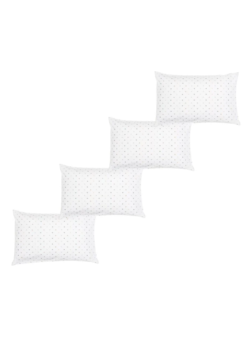 Lot x4 Taies d'oreiller 40x60 cm 100% coton Bio 'Ptit Basile' Multicolore