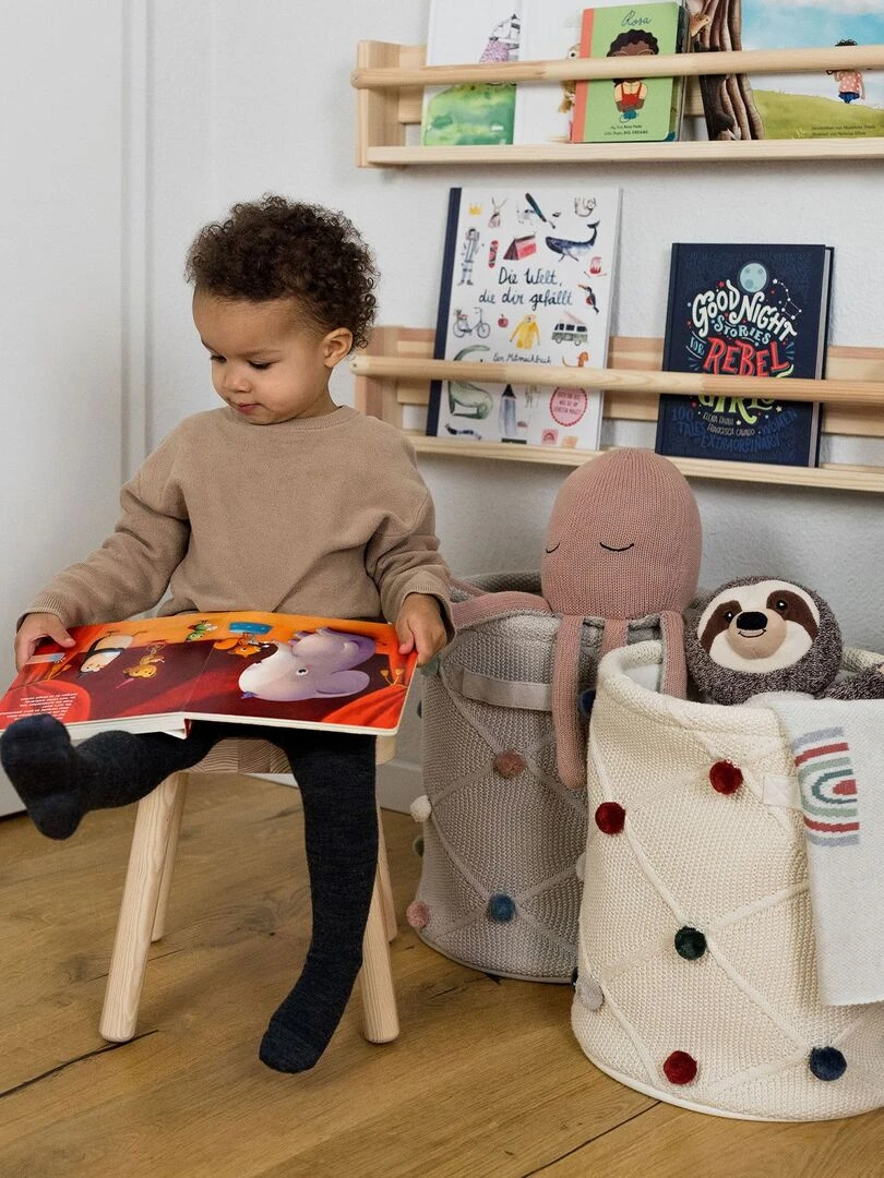 Panier de rangement Pompon   Beige argile