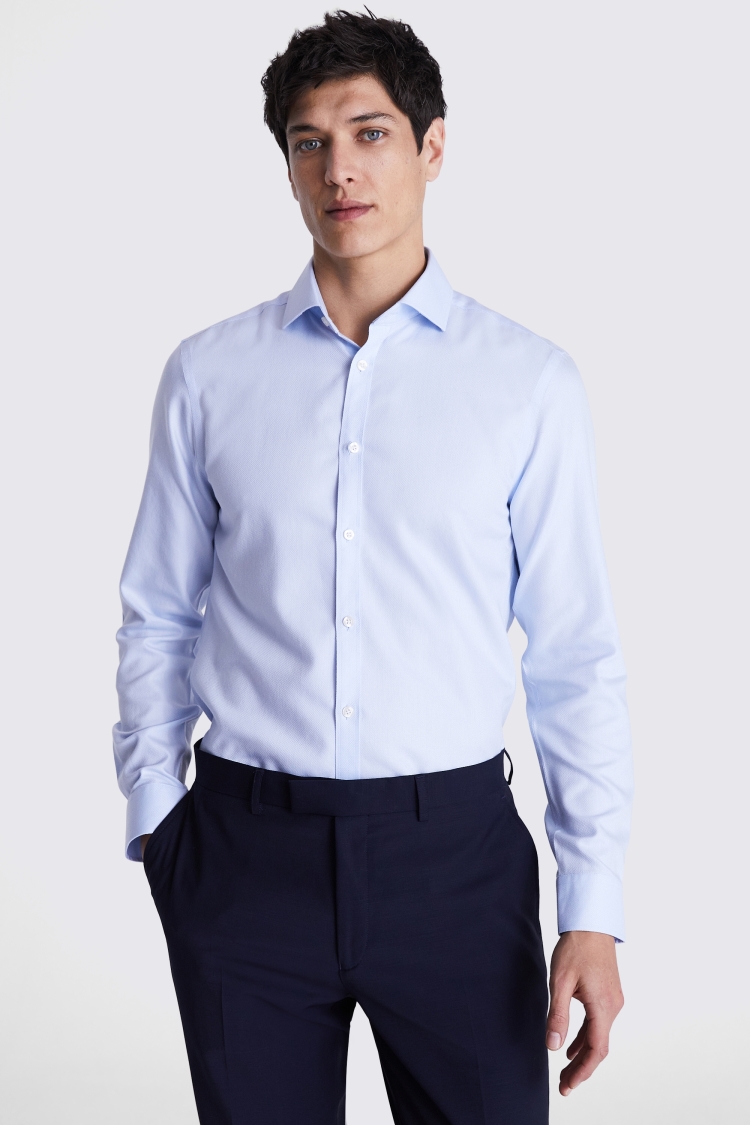 Slim Fit Sky Dobby Textured Non Iron Shirt Buy Online at Moss