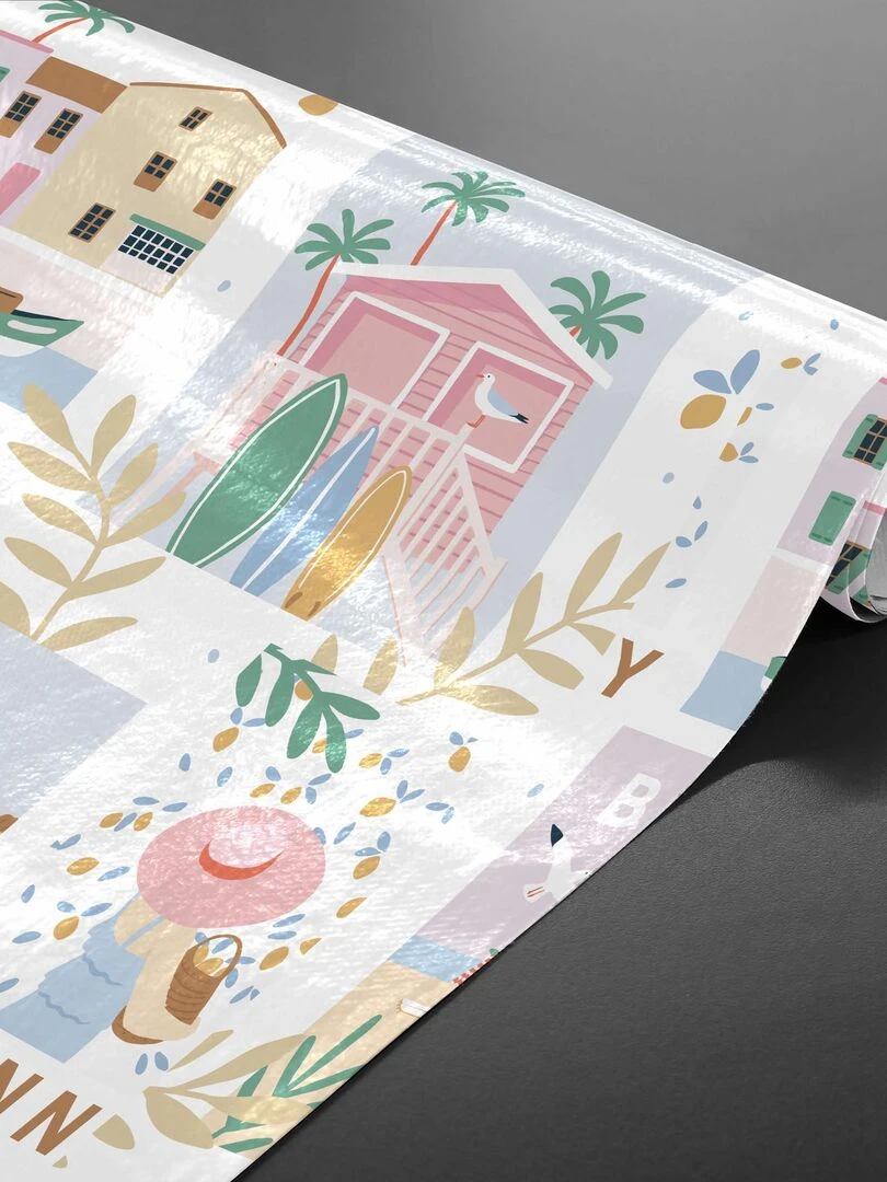 Rouleau de nappe toile ciree Merida beach 20m Rose