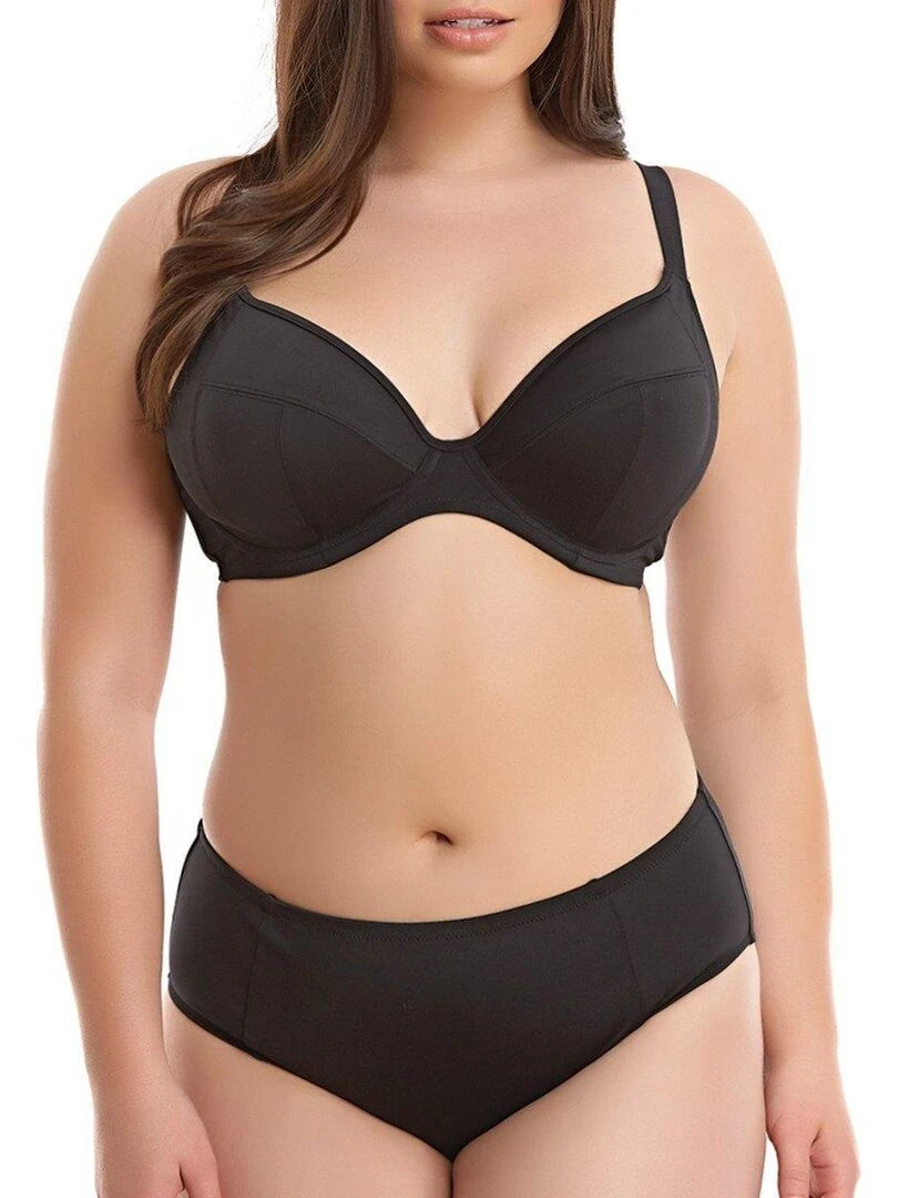 Haut de maillot plongeant grande taille à armatures Essentials Noir