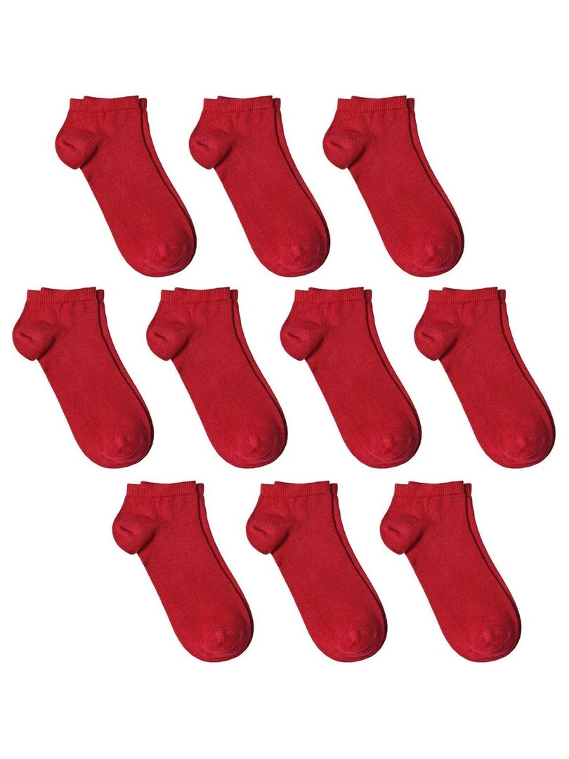 Socquettes Coton Prémium   Lot 10 Paires   Fabrication UE   Rouge
