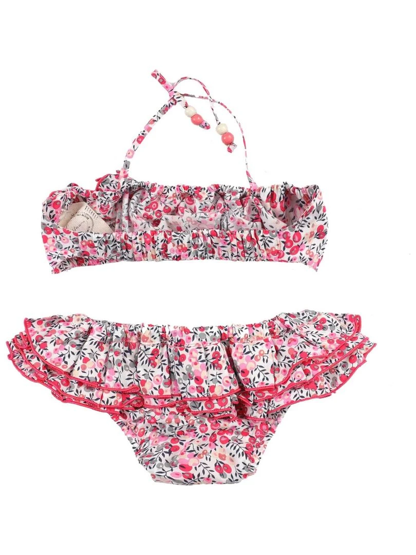 Maillot de Bain 2 pièces Fille  Fleuri Liberty Rose  SWAN   'LA FAUTE A VOLTAIRE'   Rose