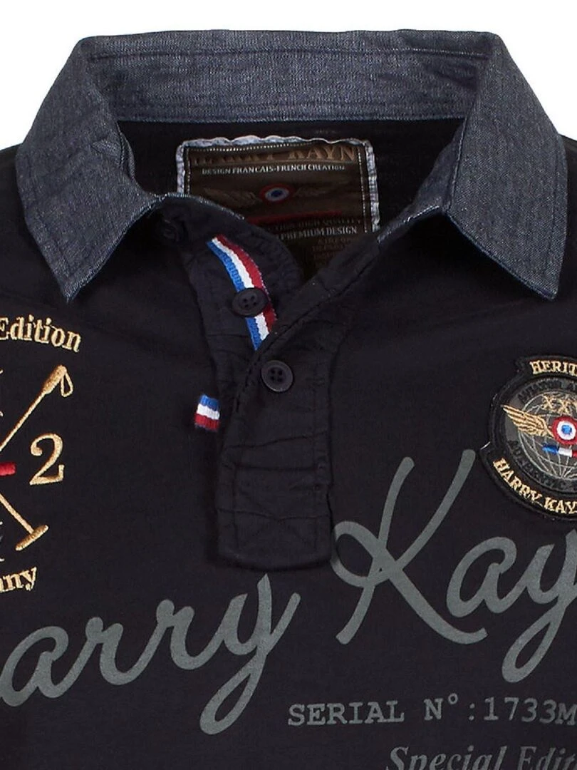 Polo manches longues homme CAZBA   HARRY KAYN   Noir Noir