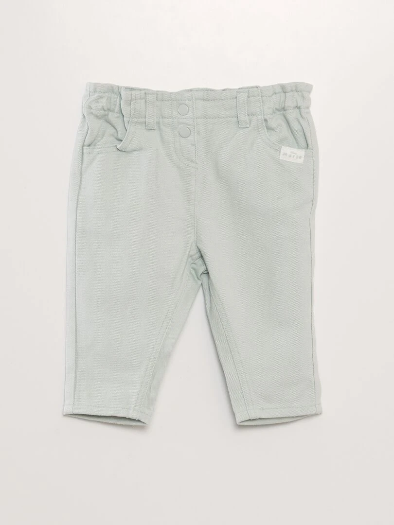 Pantalon denim paper bag   Blanc/vert
