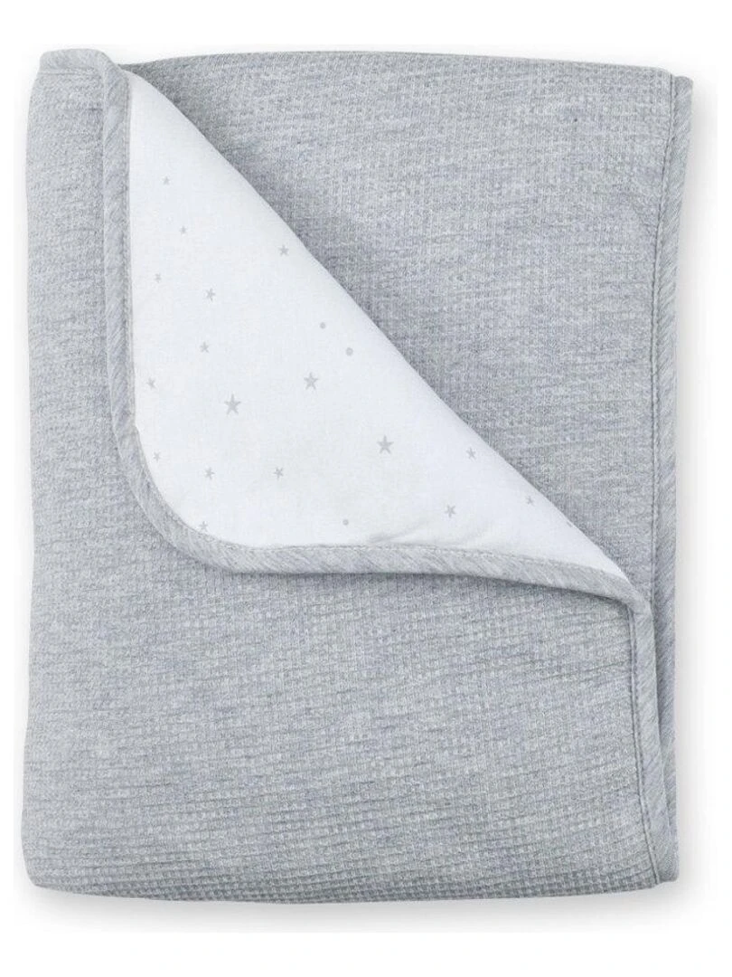 Bemini Couverture Pady waffle et jersey bio Gris chiné
