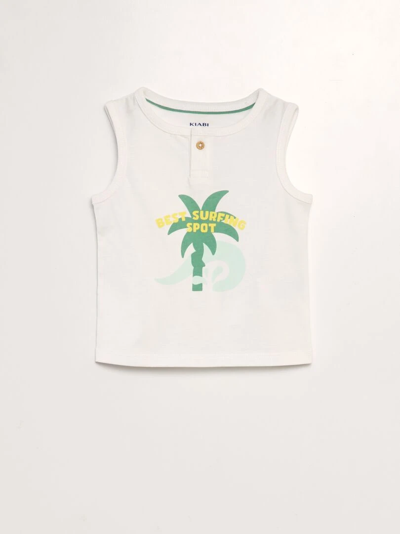 Ensemble débardeur + short   2 pièces   Blanc/vert