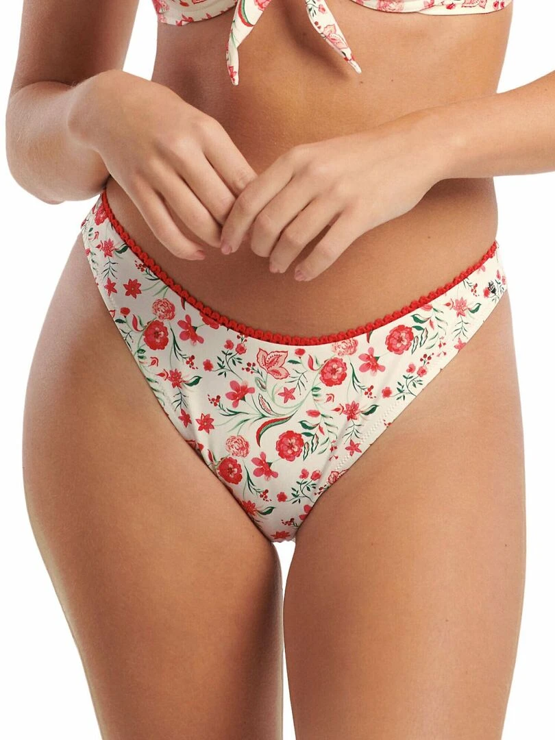 Bas maillot slip de bain taille basse échancré Java Ecru