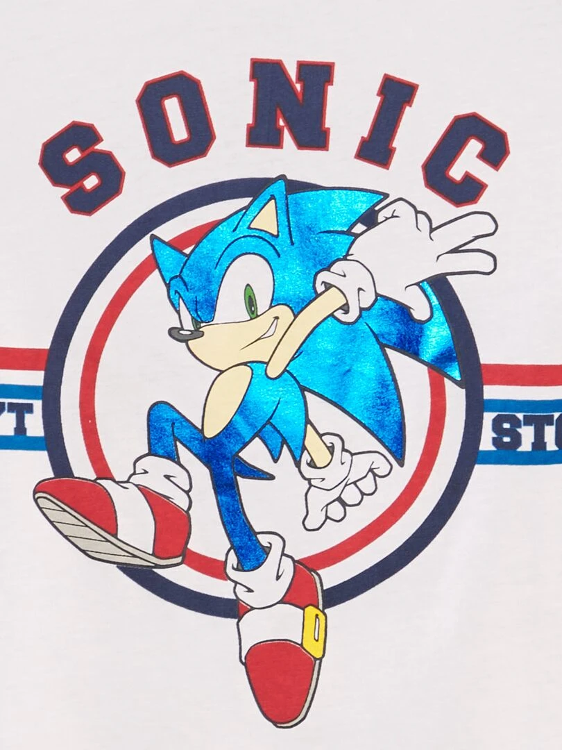 T shirt imprimé métallisé 'Sonic' blanc