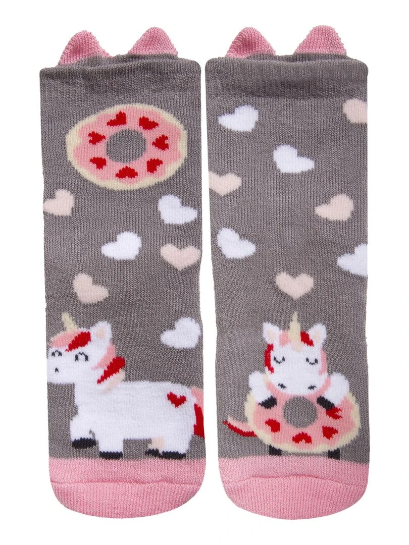 Chaussettes antidérapantes Enfant Licorne 19/26 Gris