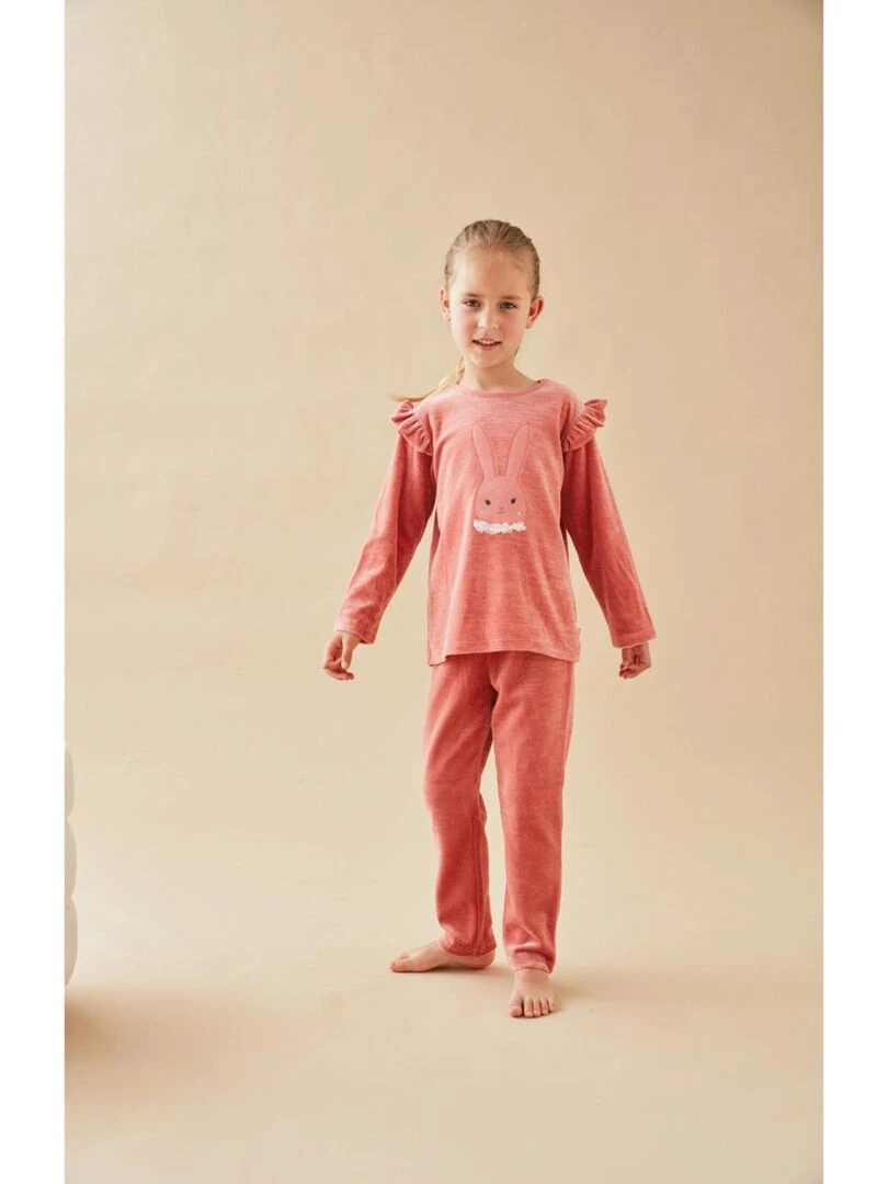 Pyjama 2 pièces lapin en velours Noukie's Rose