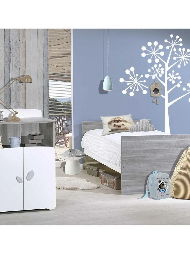 Lit combiné LEAF   BABYPRICE   Gris
