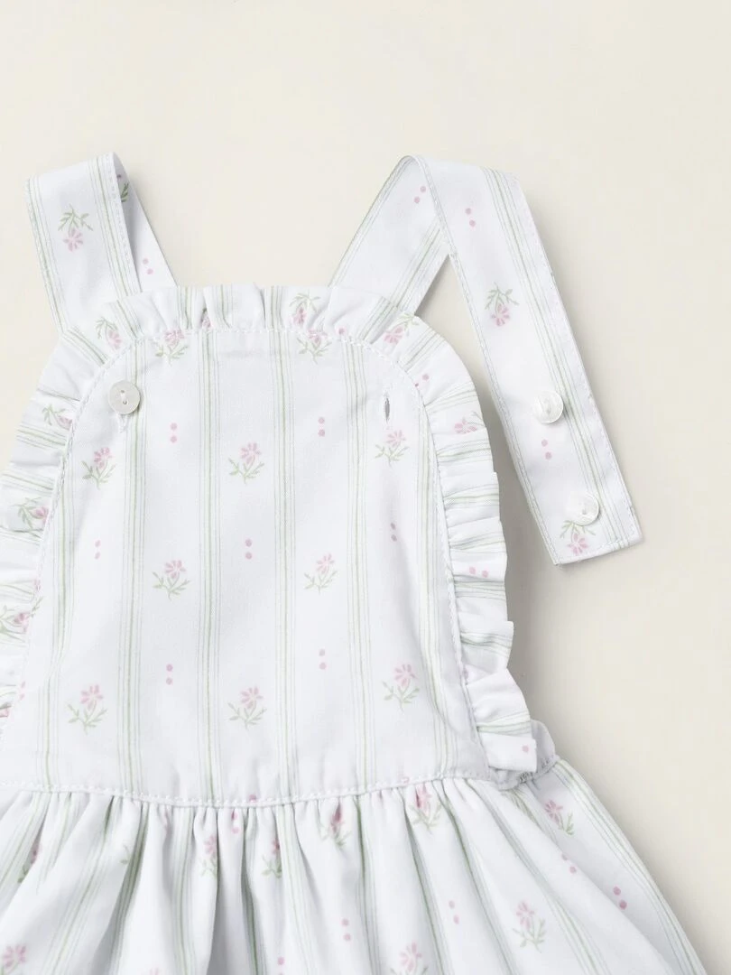 Robe Salopette Avec Bloomer Pour Nouveau Née  ATLANTIC COMPANY   Blanc