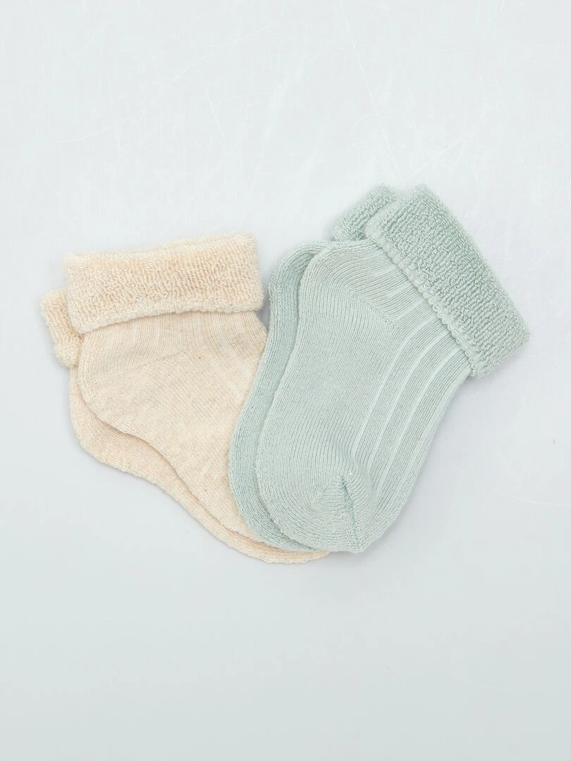 Lot 2 paires de chaussettes en maille bouclette Beige/bleu