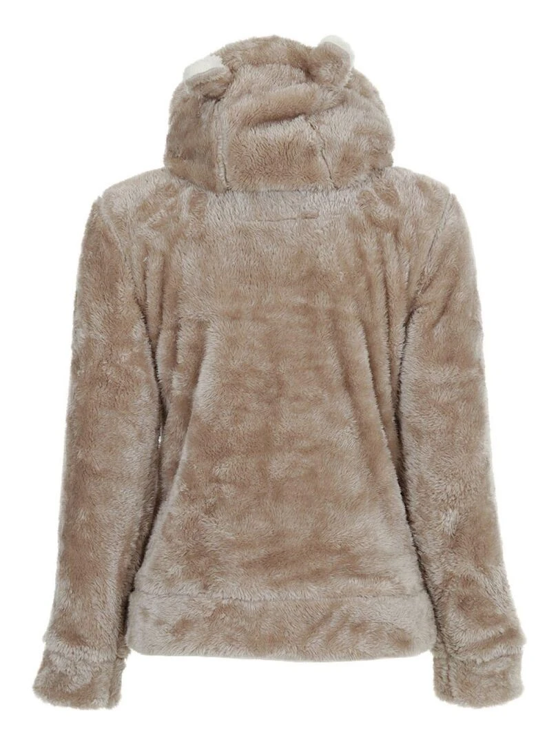 Blouson polaire à capuche femme ARELI Gris taupe