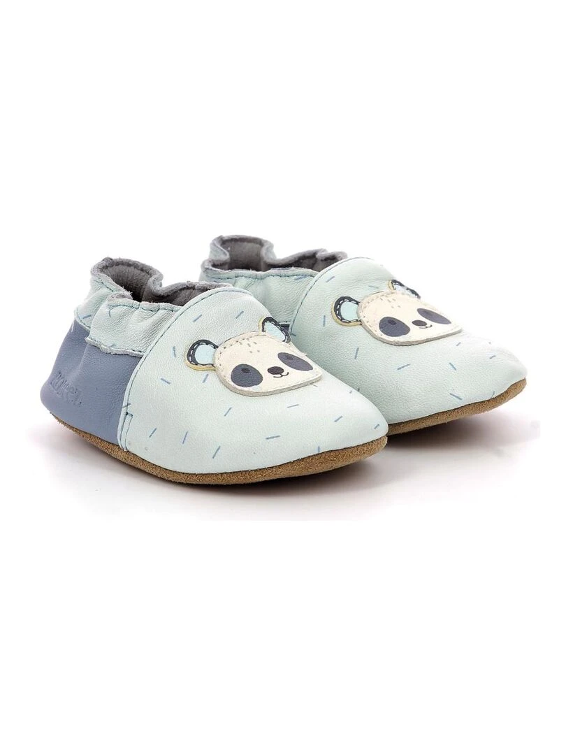 Chaussons Cuir Panda Master Bleu