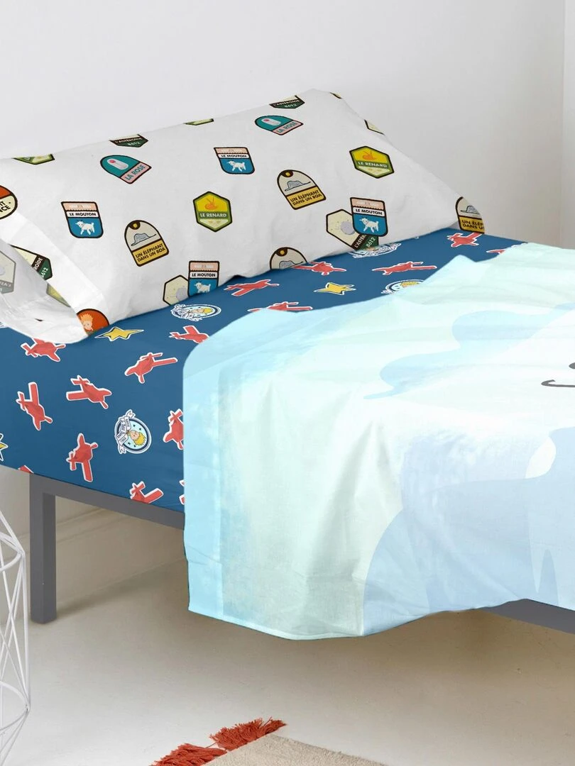 Drap housse Son avion "Happyfriday" Blanc