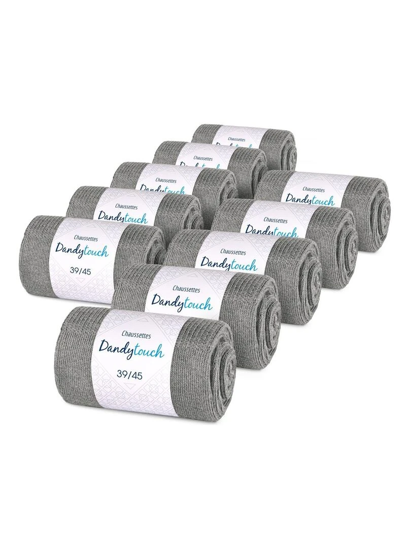 Chaussettes Jersey Coton Lot 10 Paires Fabrication UE Gris