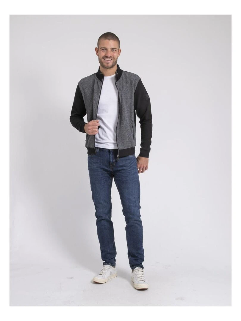 Gilet zippé col montant bi matière WILOFTI   Noir
