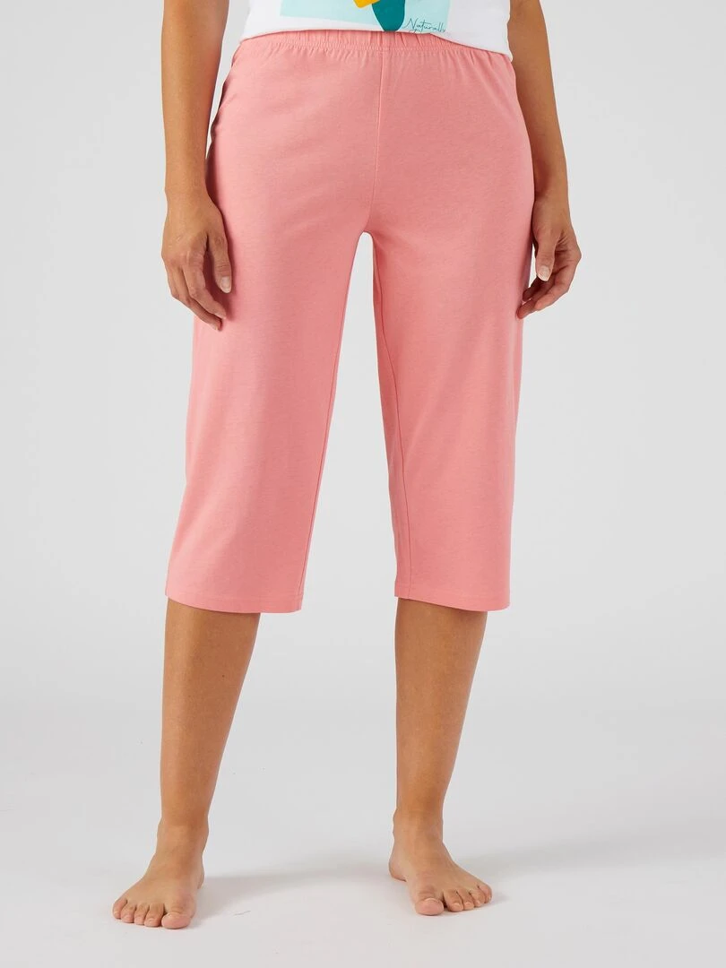 Pantacourt de pyjama en pur coton peigné Damart Rose fushia