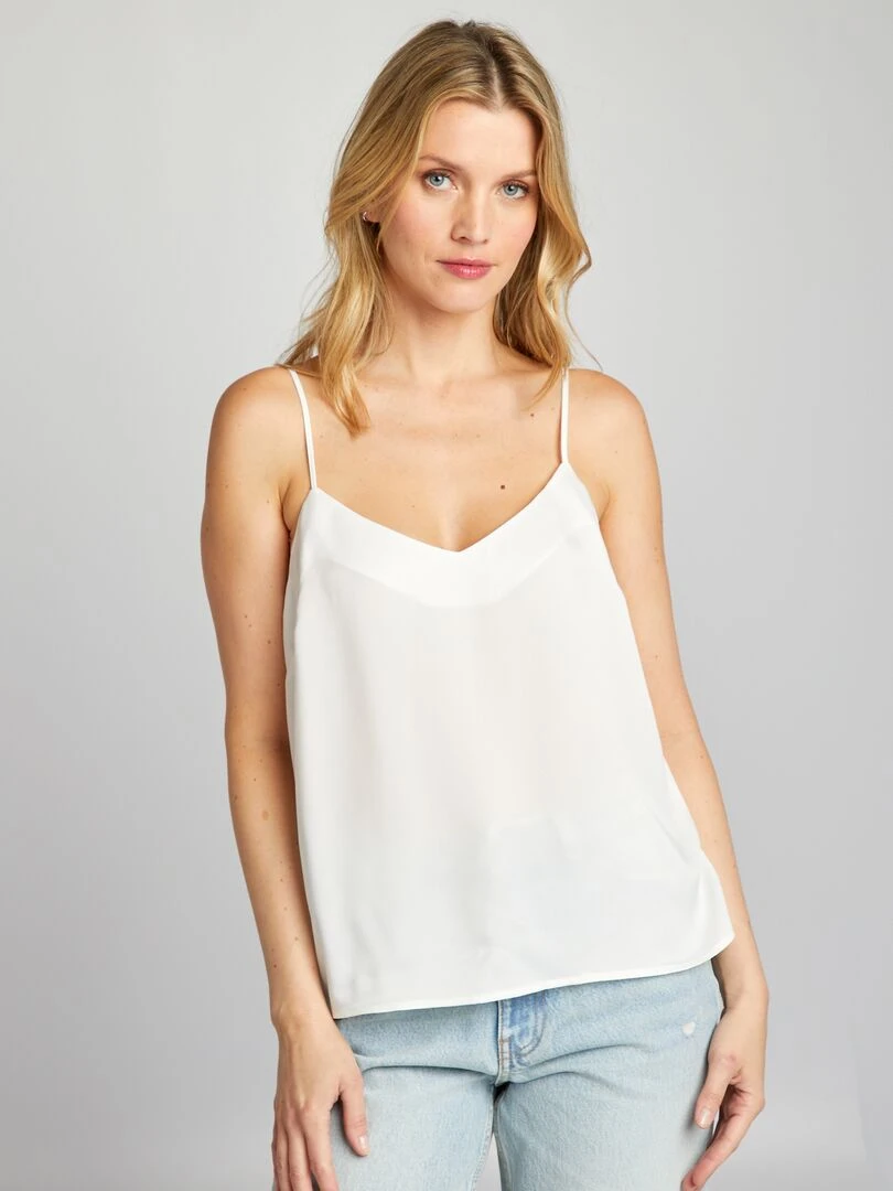Top fines bretelles en satin   blanc