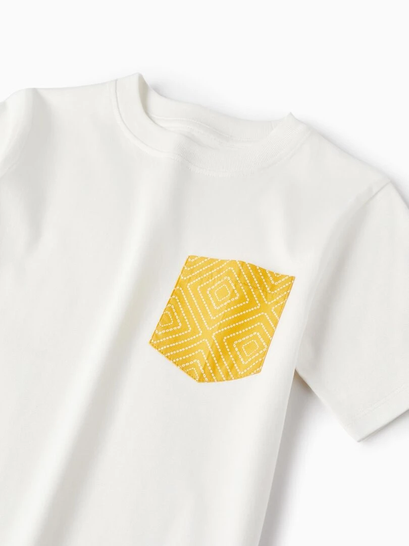 T shirt à manches courtes avec poche pour garçon manches courtes   Jaune foncé