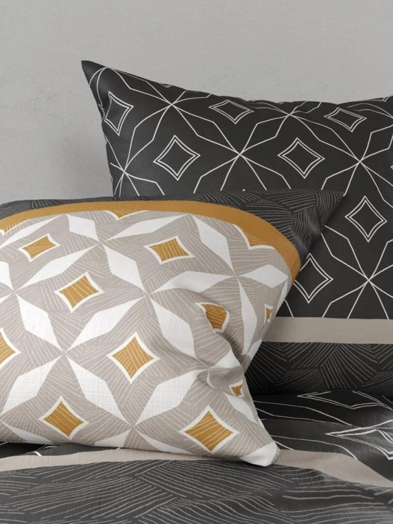 Housse de couette 240x220 Ota + 2 taies 100% coton 57 fils Gris