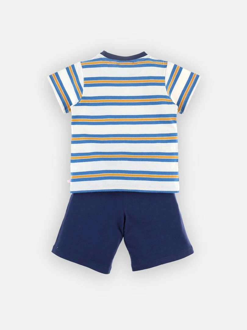 Pyjama 2 pièces en jersey  écru/bleu   Noukie's   Bleu