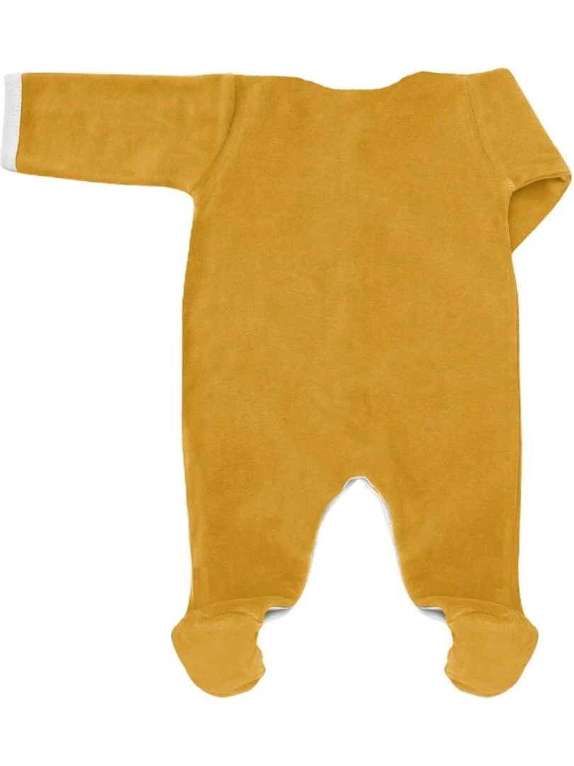 Pyjama velours   100% coton biologique   1 à 6 mois   Moutarde