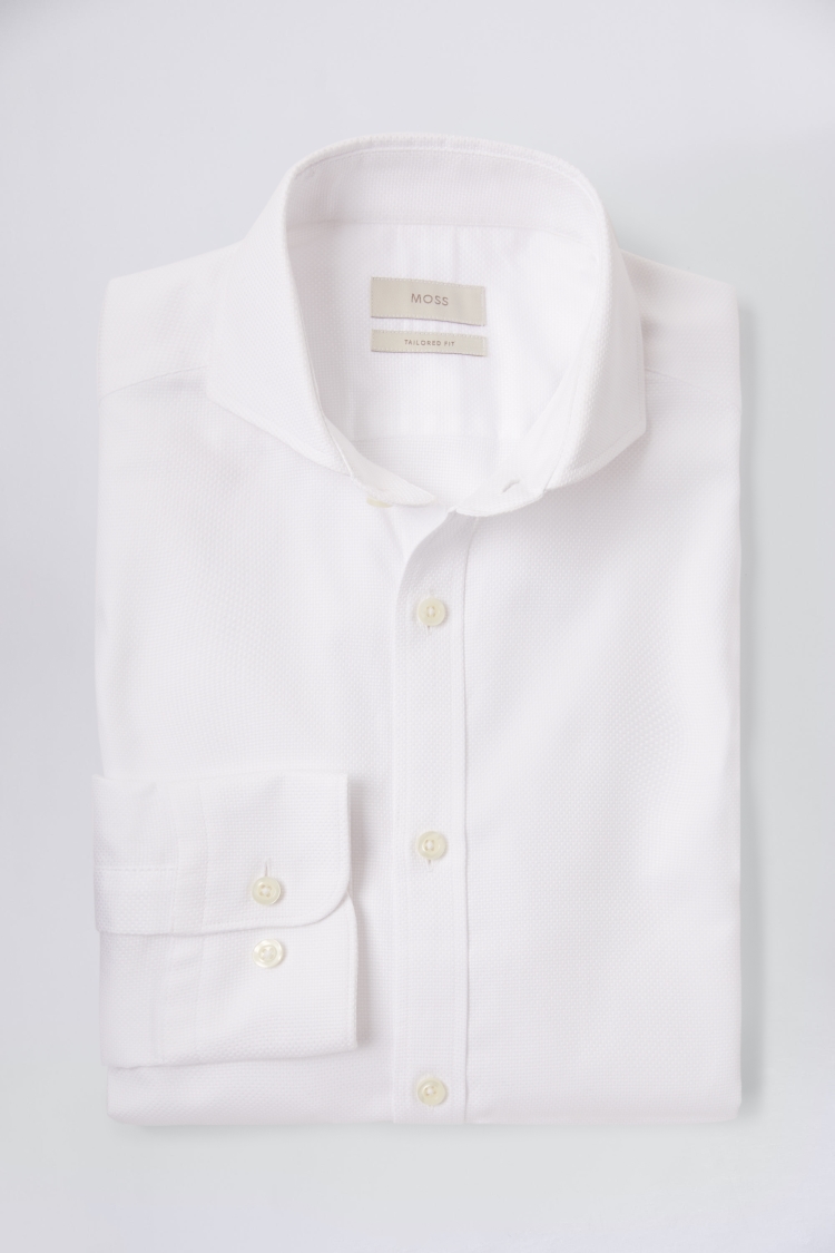 Tailored Fit White Dobby Shirt   Buy Online at Moss