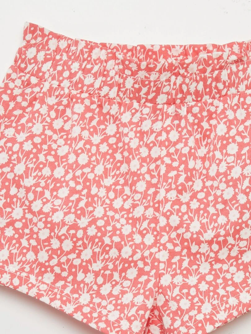 Ensemble t shirt + short imprimé   2 pièces   Rose