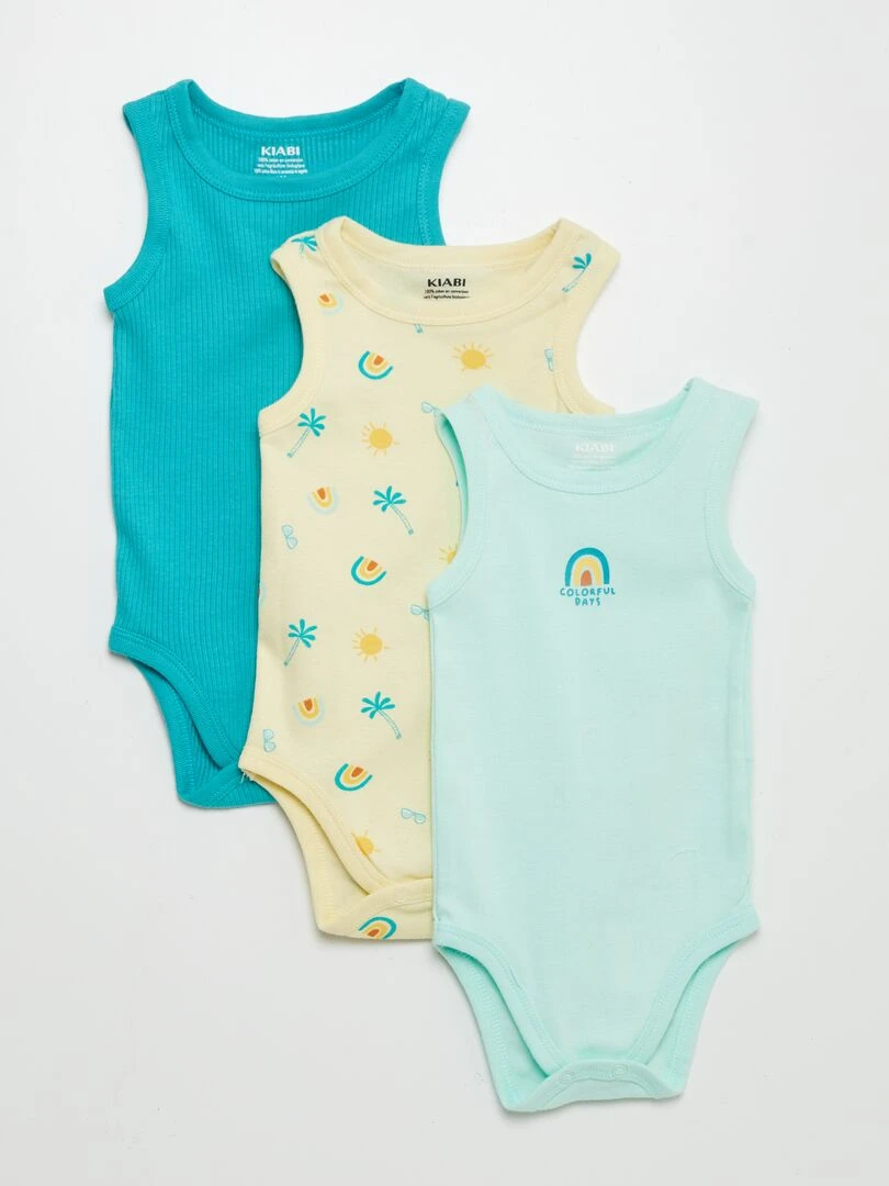Lot de 3 bodies sans manches Bleu