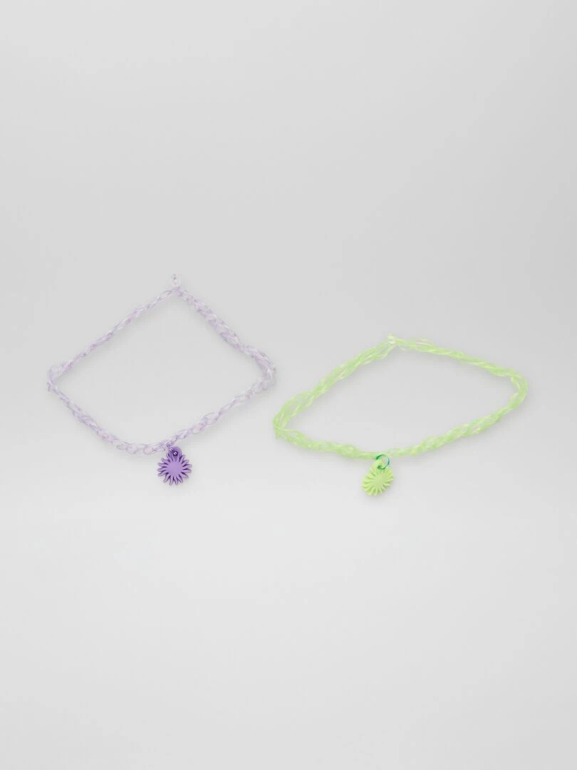 Collier ras de cou élastique Violet/vert