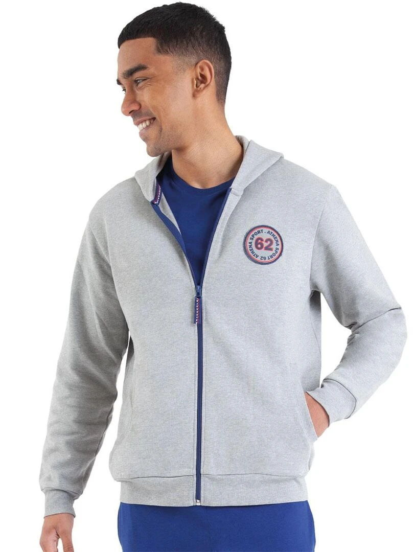 Veste à capuche homme Molletonné Gris chiné