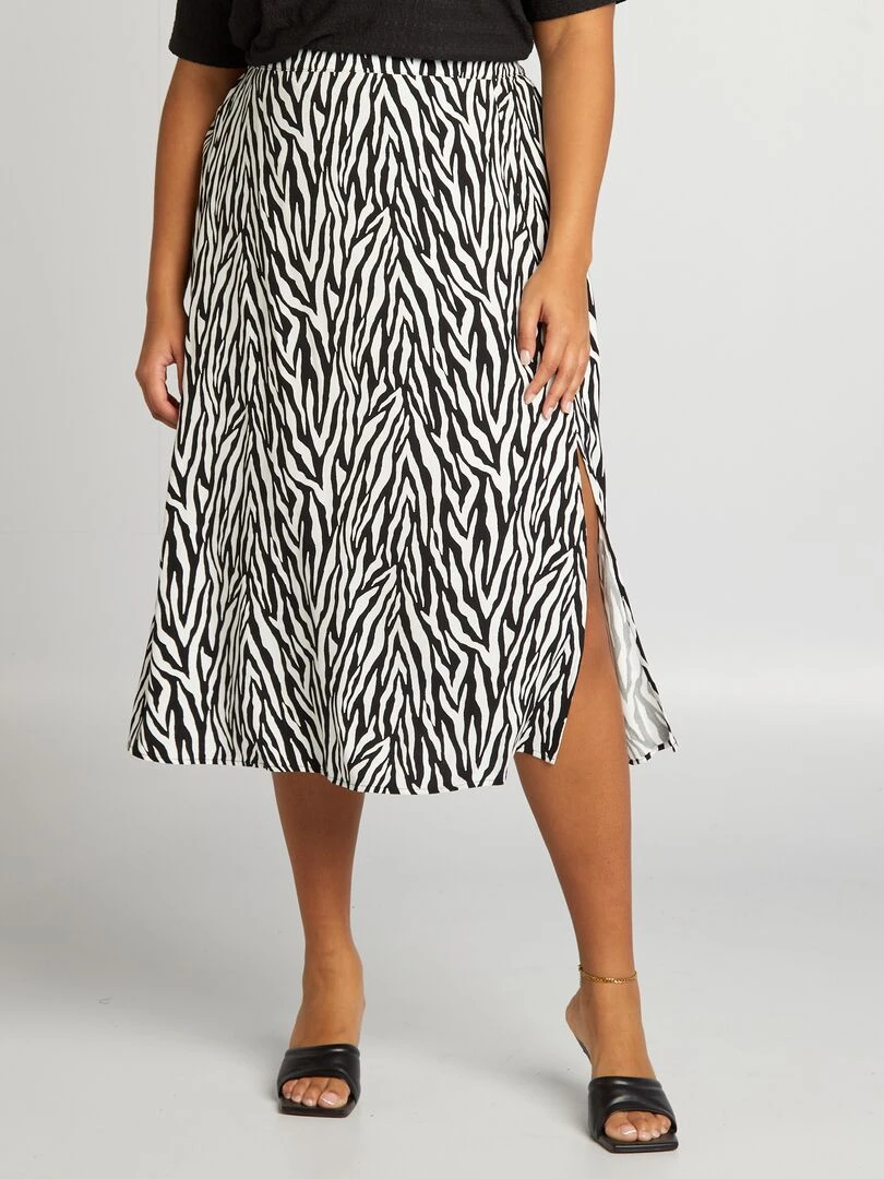 Jupe midi à motif Noir/blanc