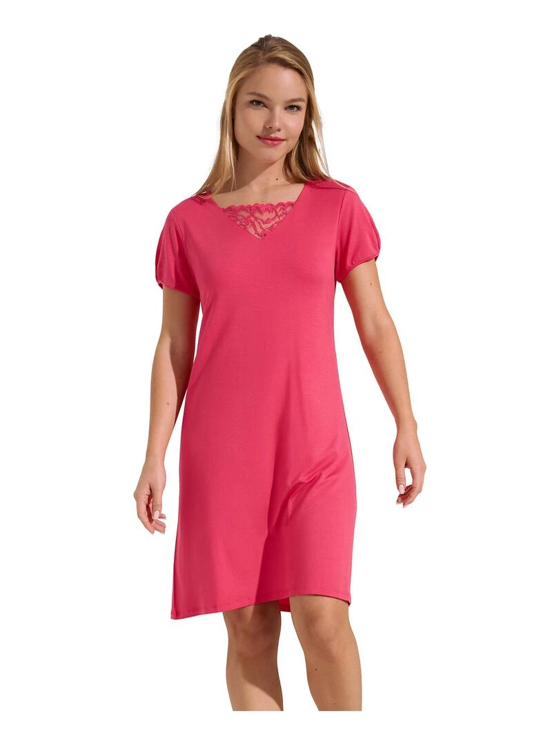 Chemise de nuit manches courtes Naty Orange corail