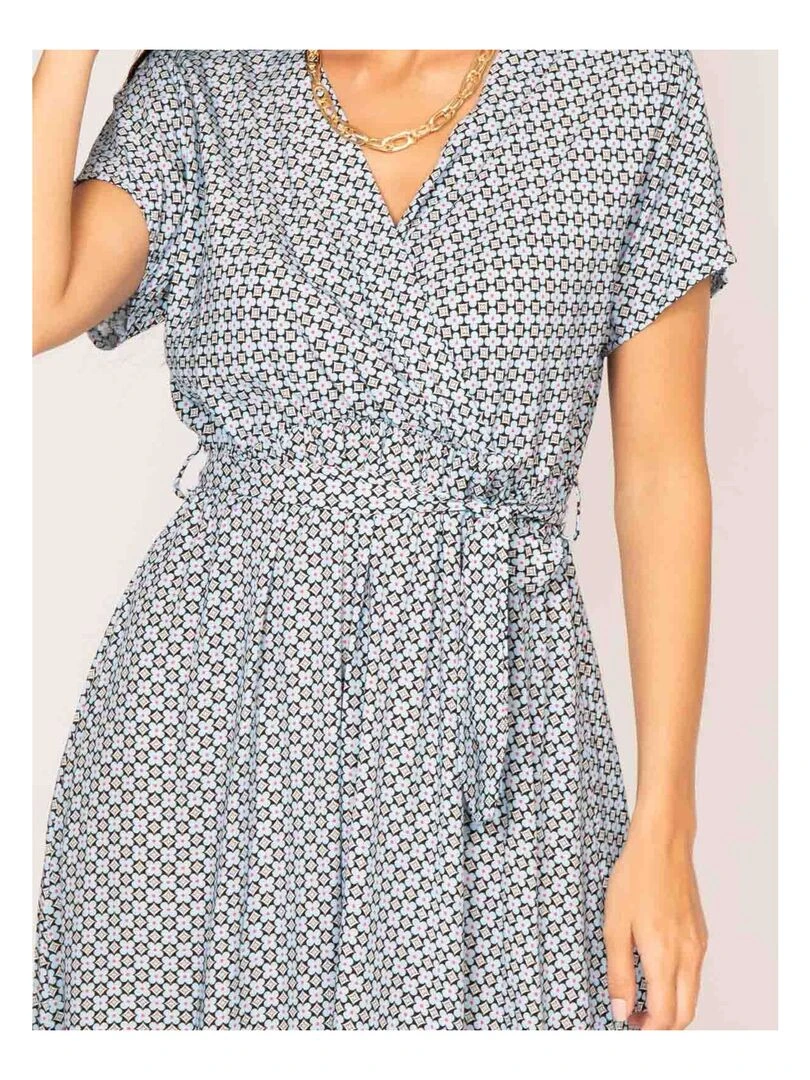 Robe longue motifs ICARE   Bleu ciel