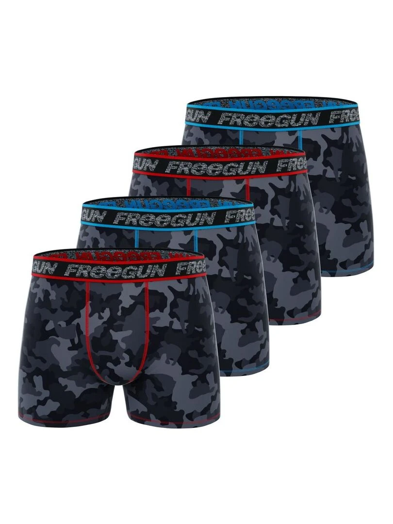 Lot de 4 boxers homme dynamique Freegun Gris