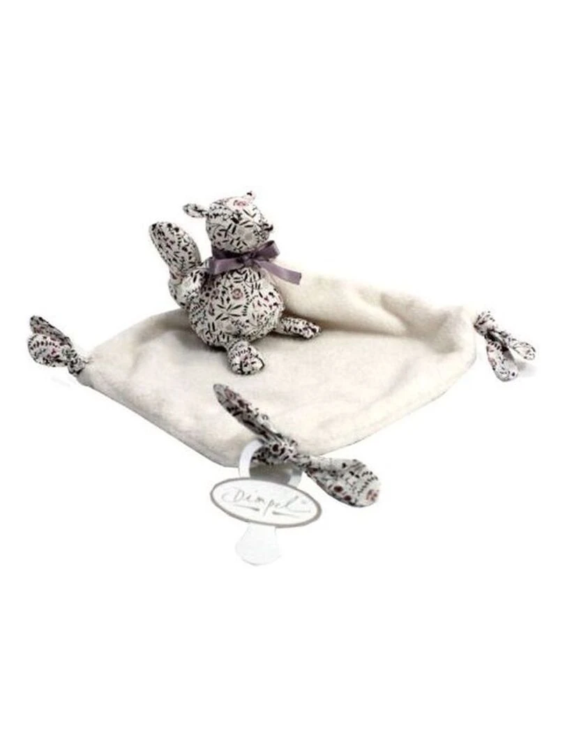 doudou Dimpel Ecureuil Blanc liberty violet Tobi Attache Tetine Blanc