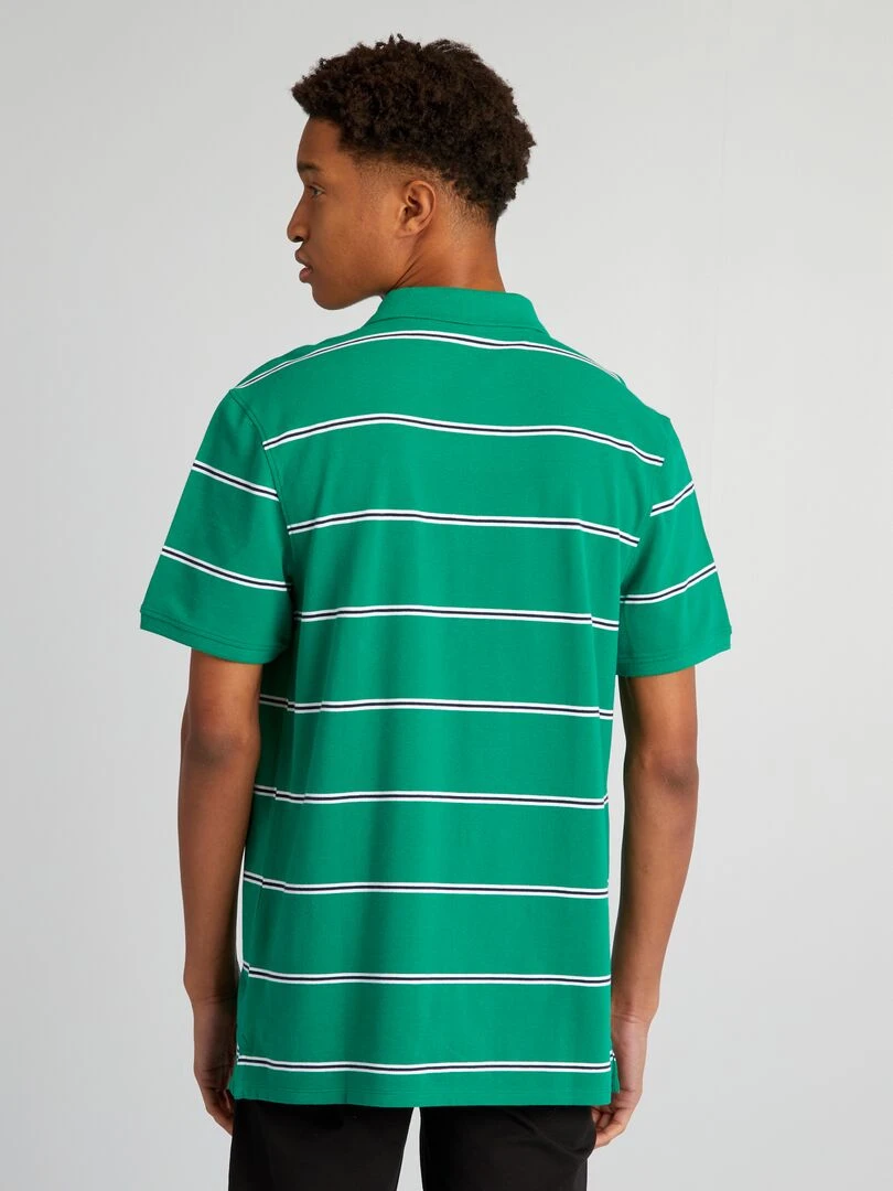Polo en piqué de coton à rayures + d'1m90   Vert