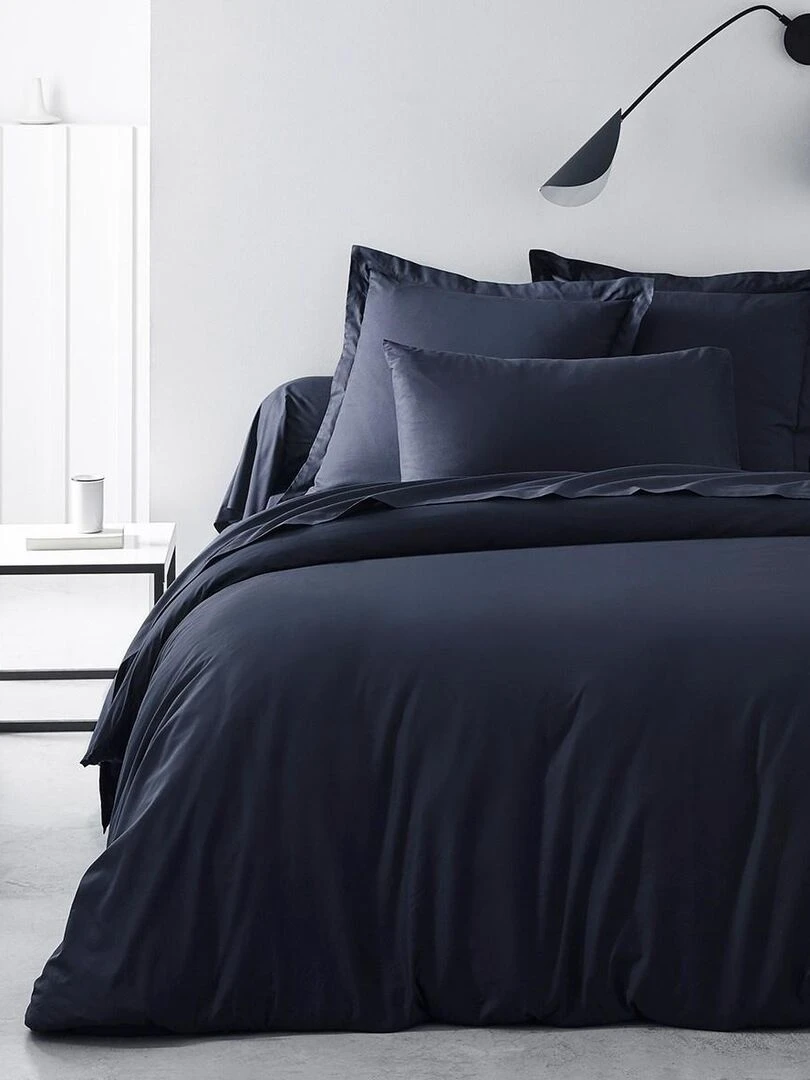 Drap housse 2 personnes uni 'ESSENTIAL' 'TODAY'   Bleu marine