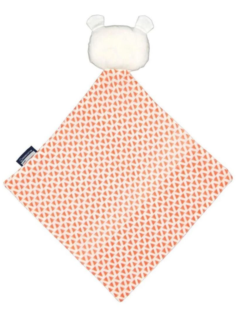 Doudou Ourson en Coton Bio Blanc Orange