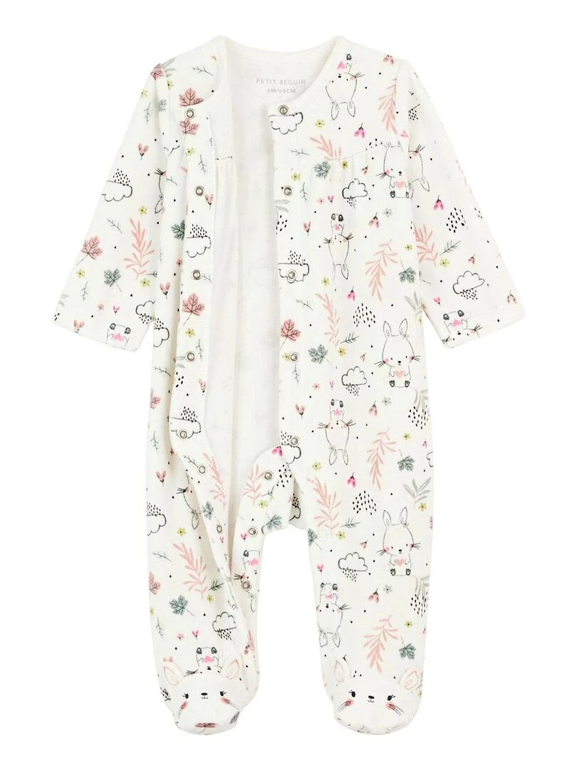 Pyjama bébé en velours Happy Bunny   Ecru