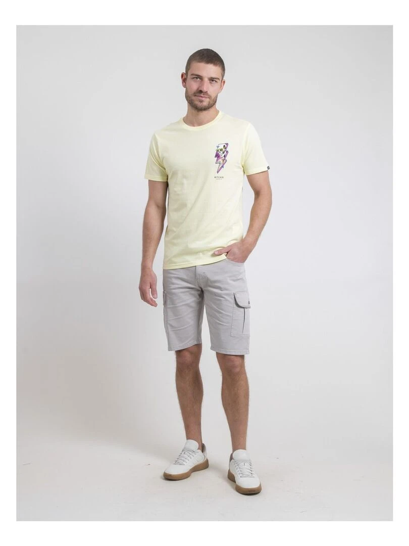 T shirt col rond pur coton NIKISKULL   Jaune