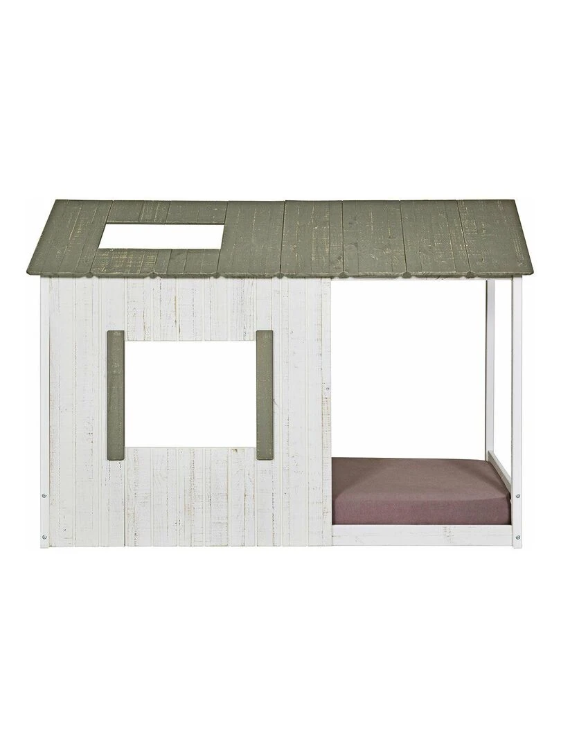 Lit cabane avec matelas Koh   AKITEN RETAIL   Blanc Gris