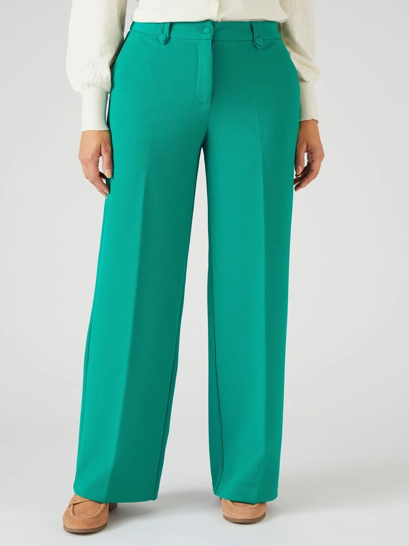 Pantalon large maille nid d abeille Damart Vert