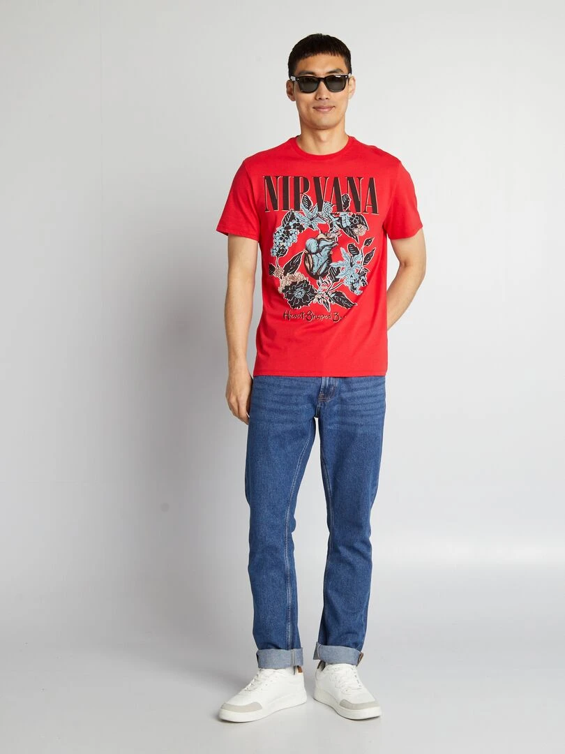 T shirt 'Nirvana' à col rond Rouge