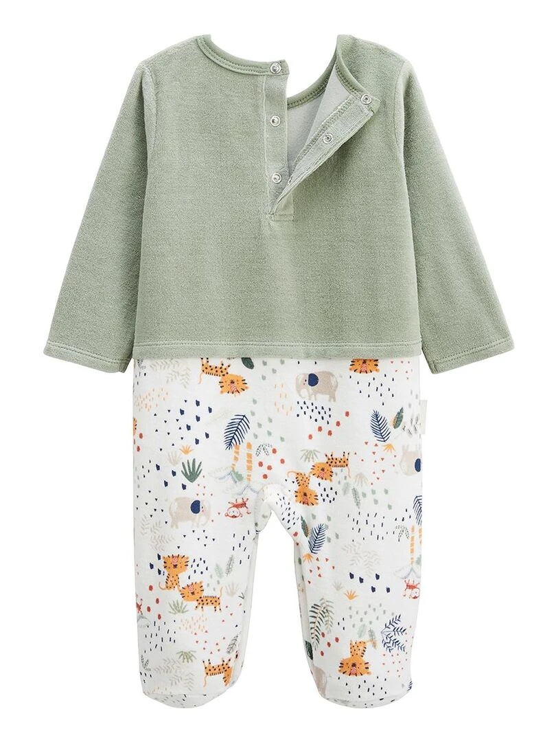 Pyjama bébé en velours Savane Family   Kaki