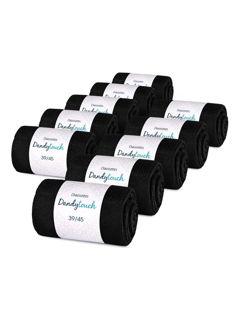 Chaussettes Jersey Coton Lot 10 Paires Fabrication UE Noir